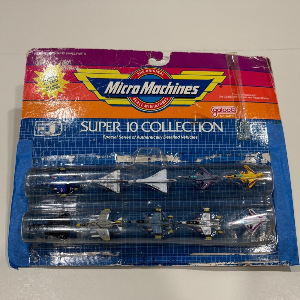 Vintage Galoob Micro Machines Super 10 Collection Aircraft Set No. 6412 1988